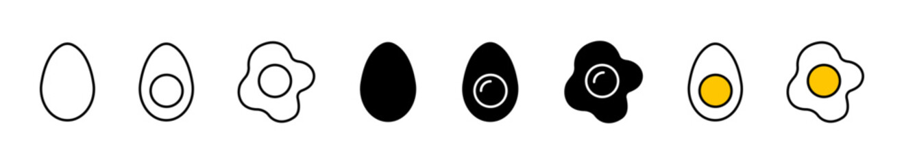 Wall Mural - Egg icon set. Egg food silhouette symbols. Vector