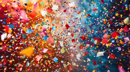 A burst of colorful confetti exploding into the air