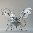 A robotic butterfly mimics fluttering wings, constructed with precision parts, capable of graceful flight, offering aesthetic or functional purposes 3D (Generative Ai)