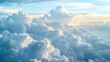 High nature view large white clouds on soft sky background