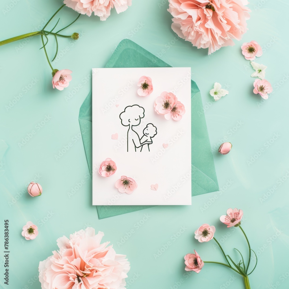 Happy Mother's Day poster background with paper cut flower and text ...