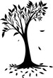 Silhouette of tree on white background. Vector illustration