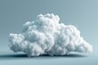 A realistic illustration of a white cloud isolated on a gray/blue background. 