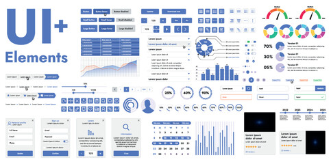 Wall Mural - a set of modern web interface elements designed for the development and design of websites and mobil