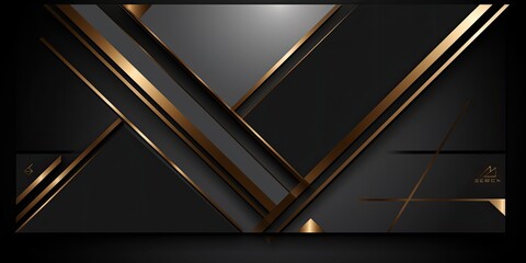 Wall Mural - Luxury abstract design featuring black metal with golden light streaks.