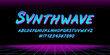 Perfect Retro wave 80s style type font and vector  chrome alphabet with numbers. Neon Retro futuristic horizon background and vintage font type. Set for print tee and music poster design 80s -90s