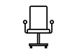 Icono negro de silla de oficina en fondo blanco.
