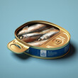 Photorealistic image of pickled baltic herring in a can сreated with Generative Ai