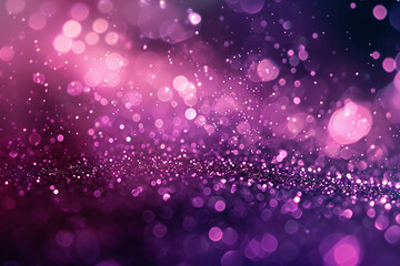 Wall Mural - Abstract purple particles and dots flowing on purple background, dancing particles dark background 3D rendering