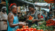 Women buying vegetables at the market