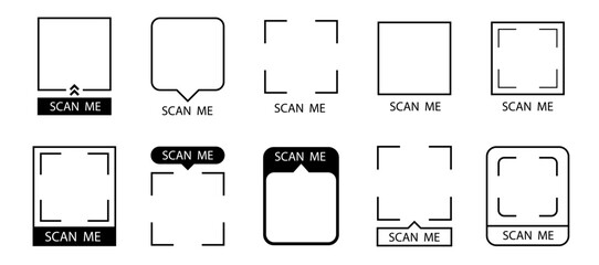 QR code set. Scan Me. Scan qr code icon. Template of frames for QR code with text - scan me. Vector illustration.
