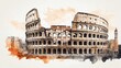 Colosseum and Rome cityscape double exposure contemporary style minimalist artwork collage illustration.