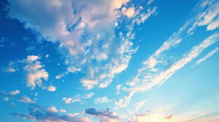 Wall Mural - Sunset on blue sky. Blue sky with some clouds. blue sky clouds, summer skies, cloudy blue sky 