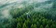 An aerial view of wind turbines in the forest, renewable energy sources , sustainable power exploration for ecofriendly sustainable energy exploration. 