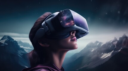 Wall Mural - Rear View of Space Adventurer in Apple Vision Pro