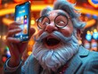 3D cartoon bearded man hitting the jackpot on a roulette table, chips and glasses clinking, celebratory casino ambiance