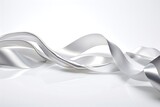 Fototapeta Panele - Silver satin ribbon bow isolated on white background.