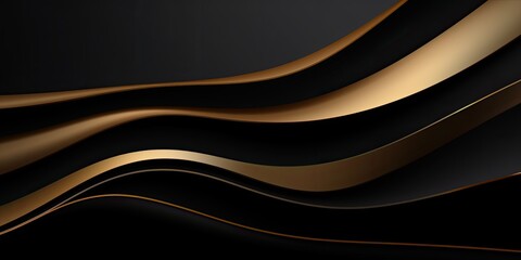 Wall Mural - Abstract black metal texture highlighted with golden luminous lines.