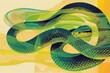 Colorful Illustration of an Entwined Snake, Artistic Representation with Modern Geometric Background
