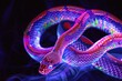 Vibrantly colored snake illustration with psychedelic patterns and neon glows in a digital artwork