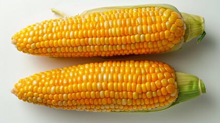 Poster - Boiled corn isolated on white top view