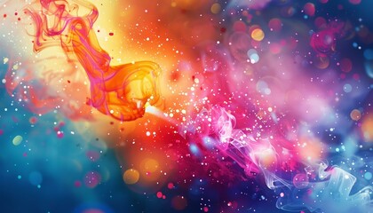 Wall Mural - a colorful, abstract painting with a bright orange and pink swirl by ai generated image