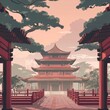 chinese temple background, minimal, art, ai generative