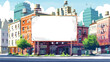 Big blank urban billboard over small city town street