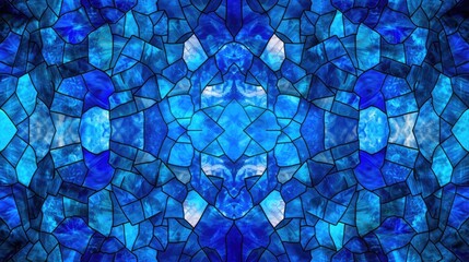 blue stained glass background. vibrant colored window design backdrop. interior design