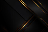 Fototapeta Przestrzenne - Dark deep black dynamic abstract background with golden diagonal lines. Modern luxury creative halftone premium gradient. 3d frame of business presentation banner for sale event night