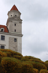 Wall Mural - Bratislava Castle, Slovakia. Close up photo of a  castle tower. European architecture. 