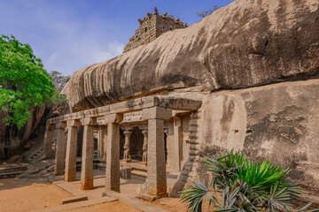 Wall Mural - Exclusive Monolithic Rock Carved- Ramanuja Mandapam is UNESCO's World Heritage Site located at Mamallapuram or Mahabalipuram in Tamil Nadu, South India. Very ancient place in the world.