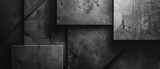 Fototapeta Las - Abstract geometric dark black anthracite gray grey 3d texture concrete cement wall with squares and square cubes background banner, textured wallpaper