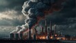 Industrial Smoke Pollution: A factory chimney emits smoke, polluting the air and contributing to environmental degradation