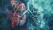 A graphic of a lung with smoke coming out of it by AI generated image