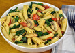 ziti with spinach, tomatoes and mushrooms