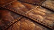   A tight shot of brown leather, showcasing inside stitching and exterior stitching