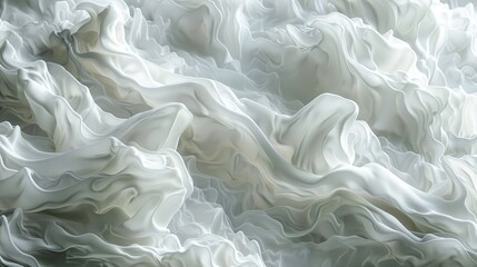 Canvas Print - White fabric with waves and swirls. Abstract background