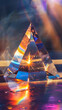 Reflections in a prism, realistic natural science photography, copy space