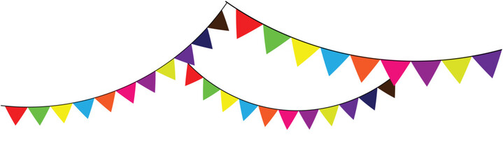 Wall Mural - Colorful party flags. Garland with flags. Decorative colorful party pennants for birthday celebration, festival and fair decoration. Vector illustration. Eps file 293.