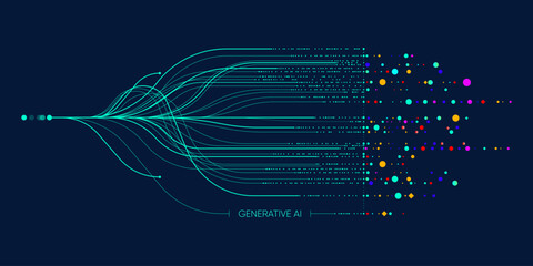 Wall Mural - illustration of abstract stream information. generate image, video from prompt concept. big data, te