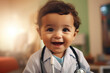 AI generated portrait of cute little charming baby in doctor costume