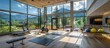 Fitness area with exercise equipment allows for workouts with inspiring mountain views. 