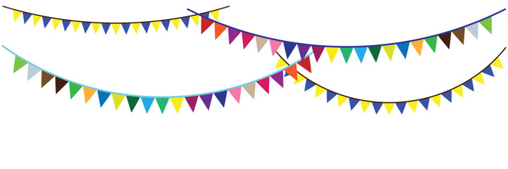 Wall Mural - Colorful party flags. Garland with flags. Decorative colorful party pennants for birthday celebration, festival and fair decoration. Vector illustration. Eps file 385.