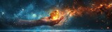 An illustration of a hand holding a golden crystal in space