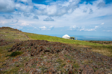 Sticker - Nomadic dwelling in the mountains of Kazakhstan