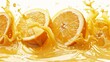 Several oranges fresh splashing poster illustration