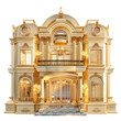 Golden luxury 3d house . Mansion palace premium gold illustration