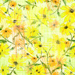 seamless watercolor pattern of plants. Herbs, flowers, chamomile, flowers watercolor. abstract splash of paint. flowers sunflower, leaves, calendula.drawing of calendula, marigolds.pastel drawing