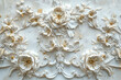 luxurious golden floral embellishments on creamy textured wall art
